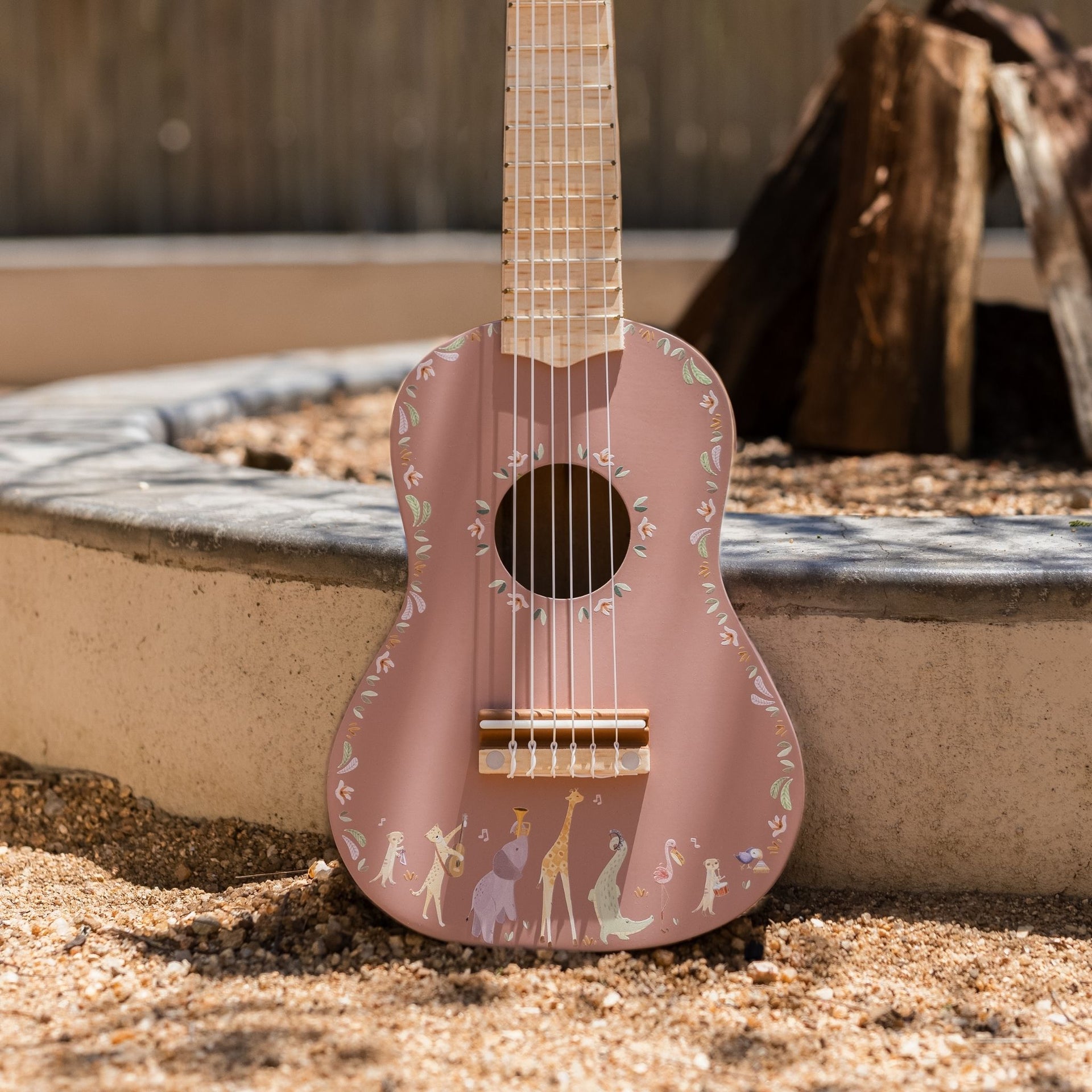 Little Dutch Wooden Pink Guitar - Safari Friends