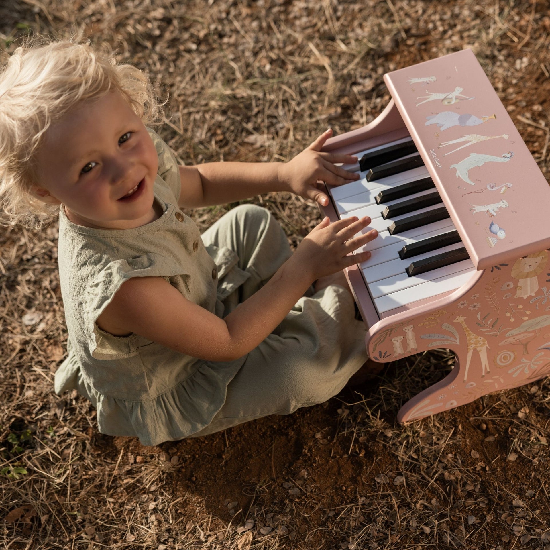 Little Dutch Wooden Piano Pink - Safari Friends