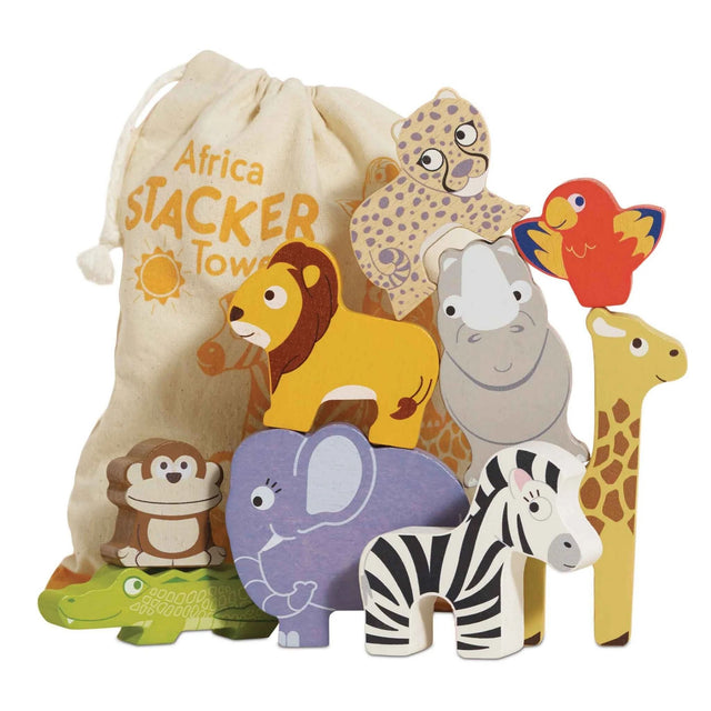 Le Toy Van Africa Stacking Animals & Bag