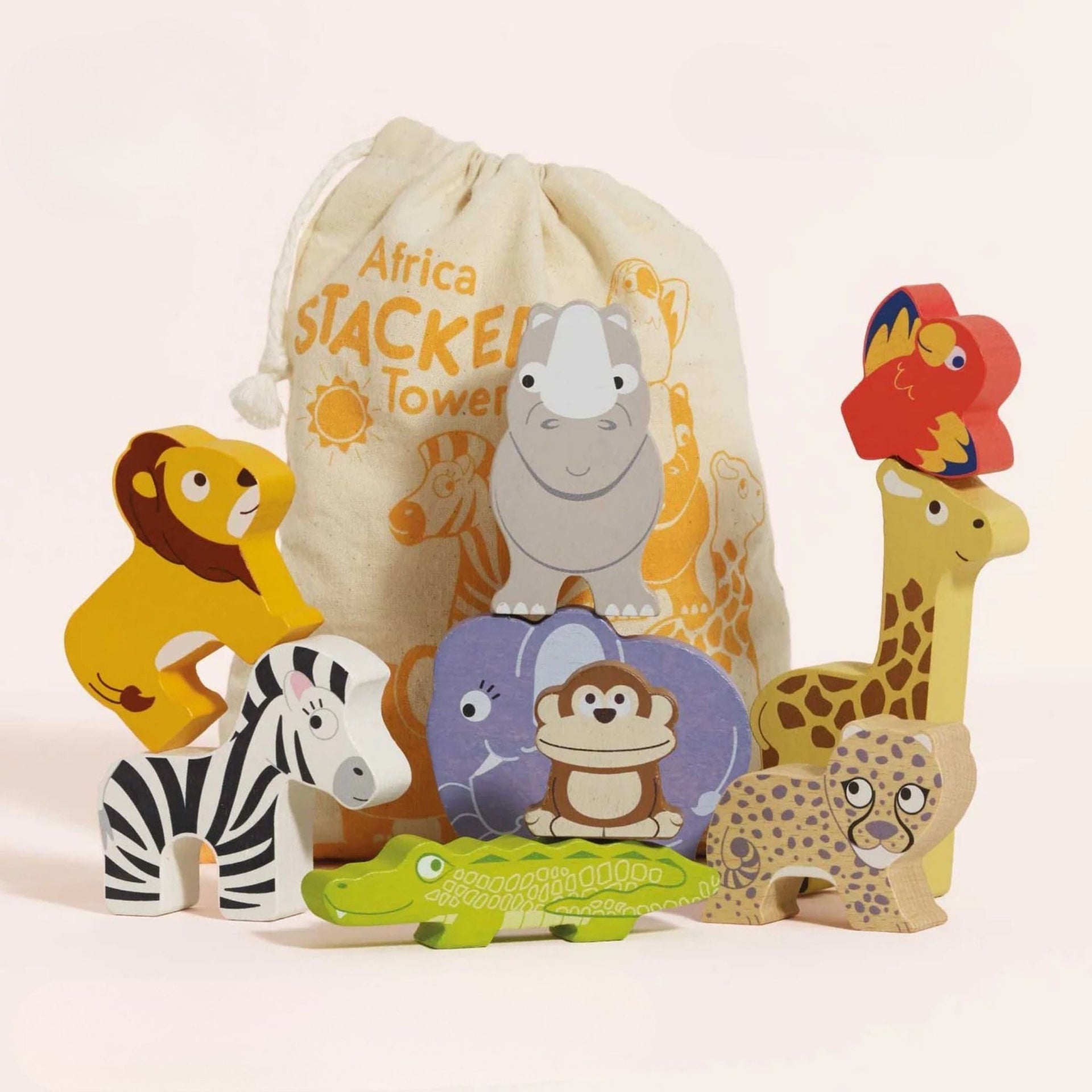 Le Toy Van Africa Stacking Animals & Bag