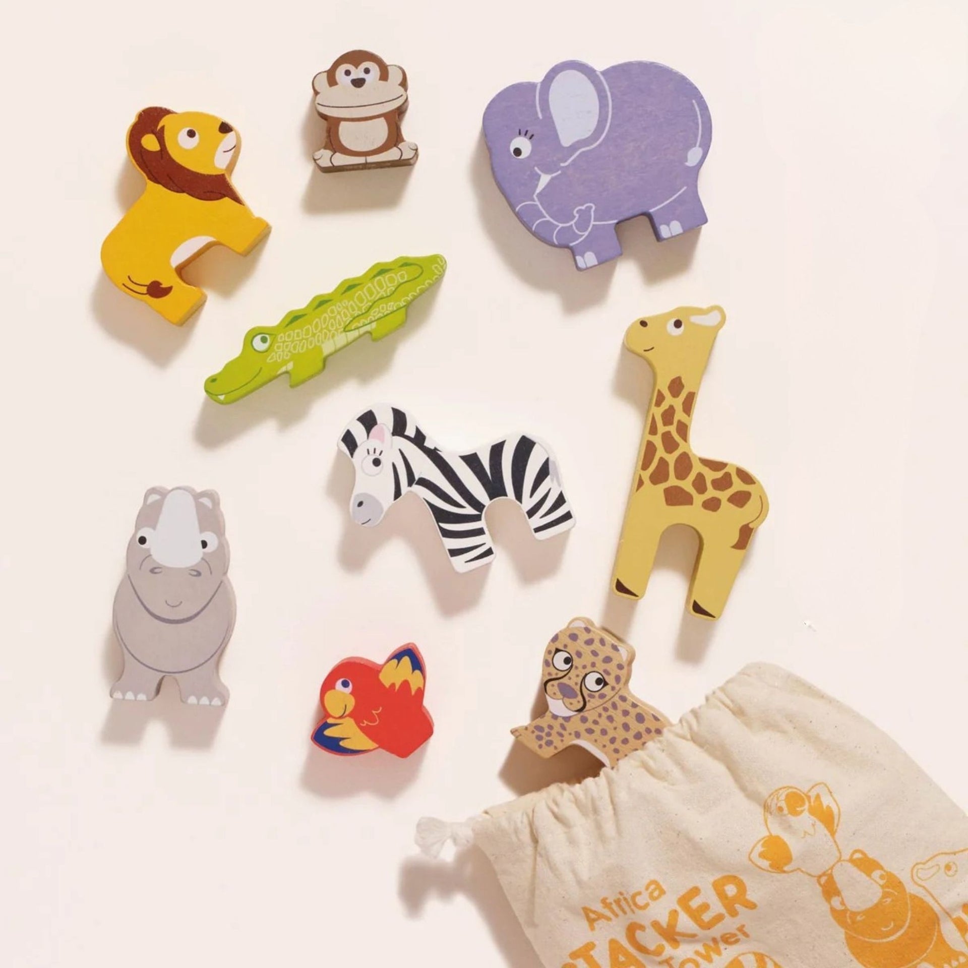 Le Toy Van Africa Stacking Animals & Bag