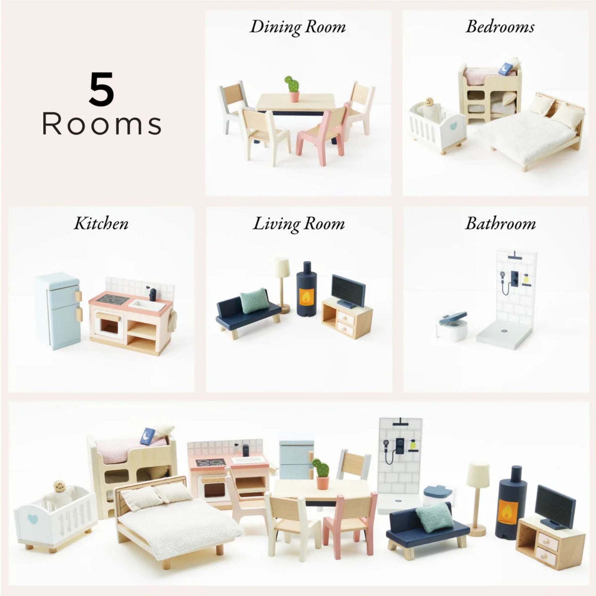 Le Toy Van Roseheart Wooden Dolls House & Furniture