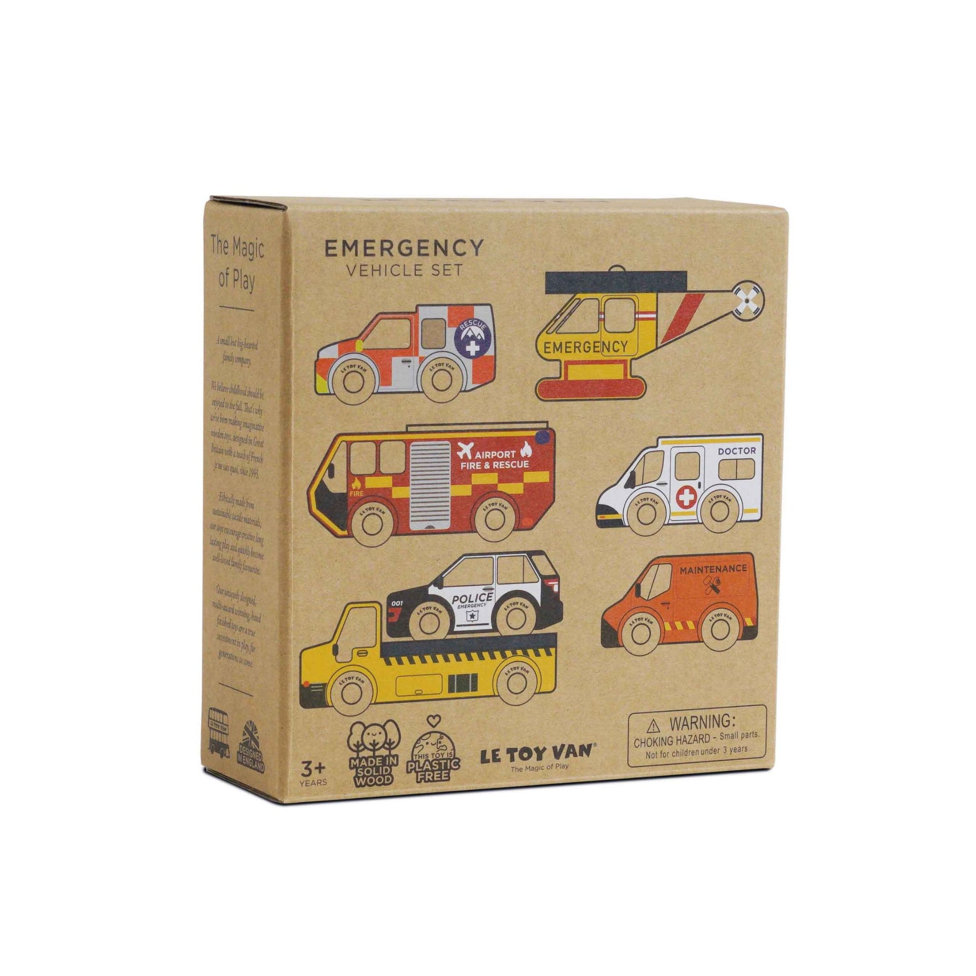 Le Toy Van Emergency Helicopter & Rescue Car Set