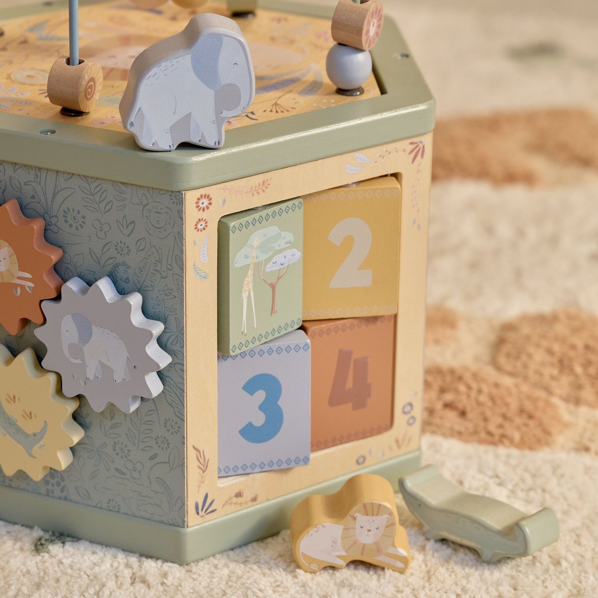 Little Dutch Wooden Activity Cube - Safari Friends