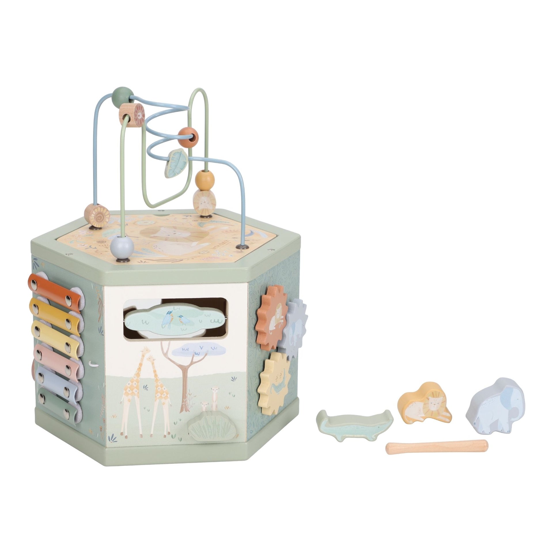 Little Dutch Wooden Activity Cube - Safari Friends