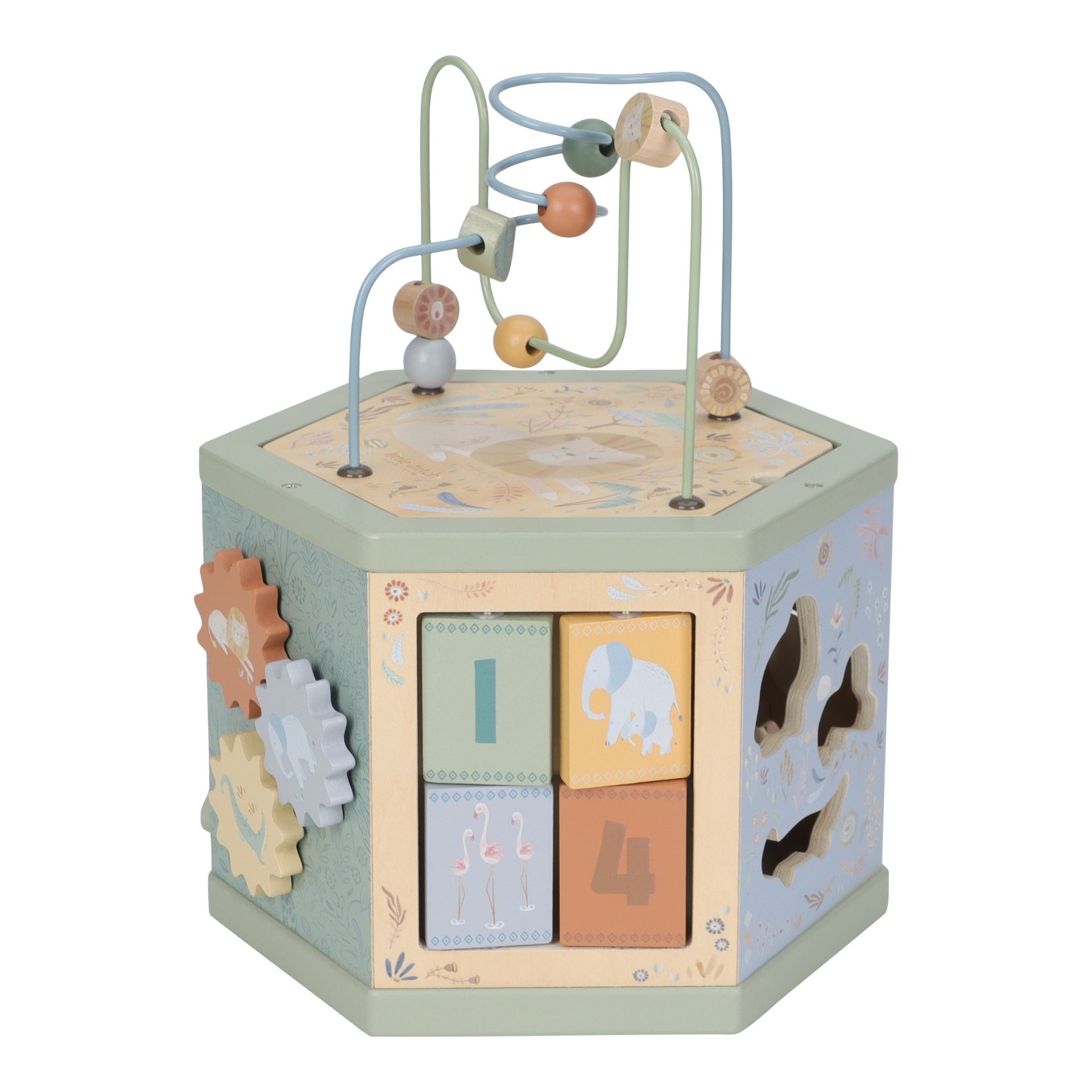 Little Dutch Wooden Activity Cube - Safari Friends