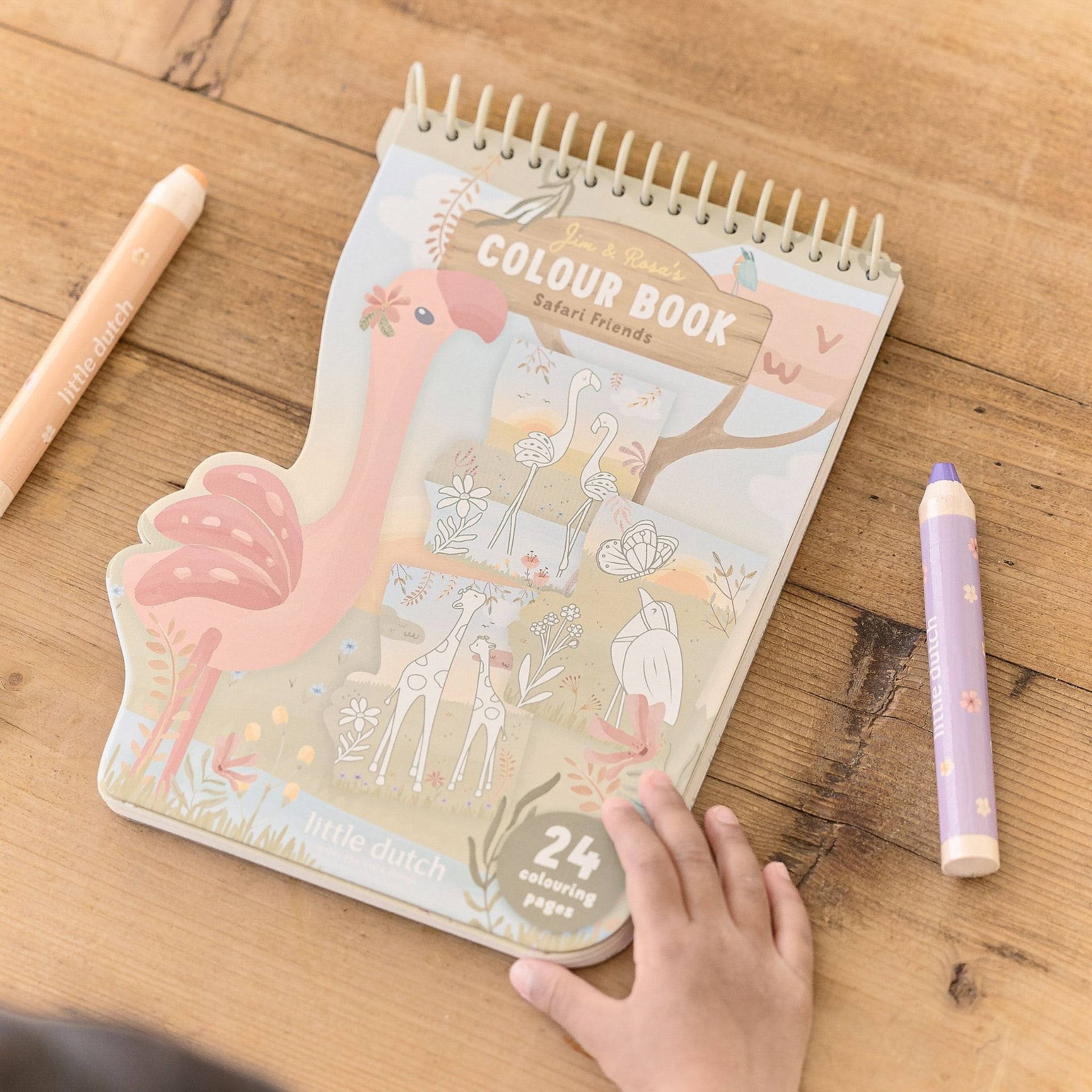 Little Dutch Flamingo Colouring Book - Safari Friends