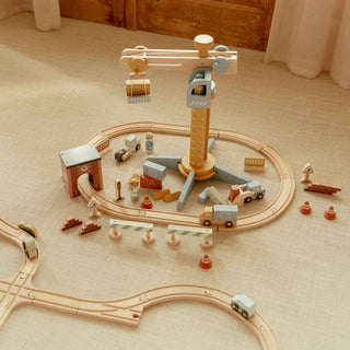 Little Dutch Wooden Train Track Crane Set