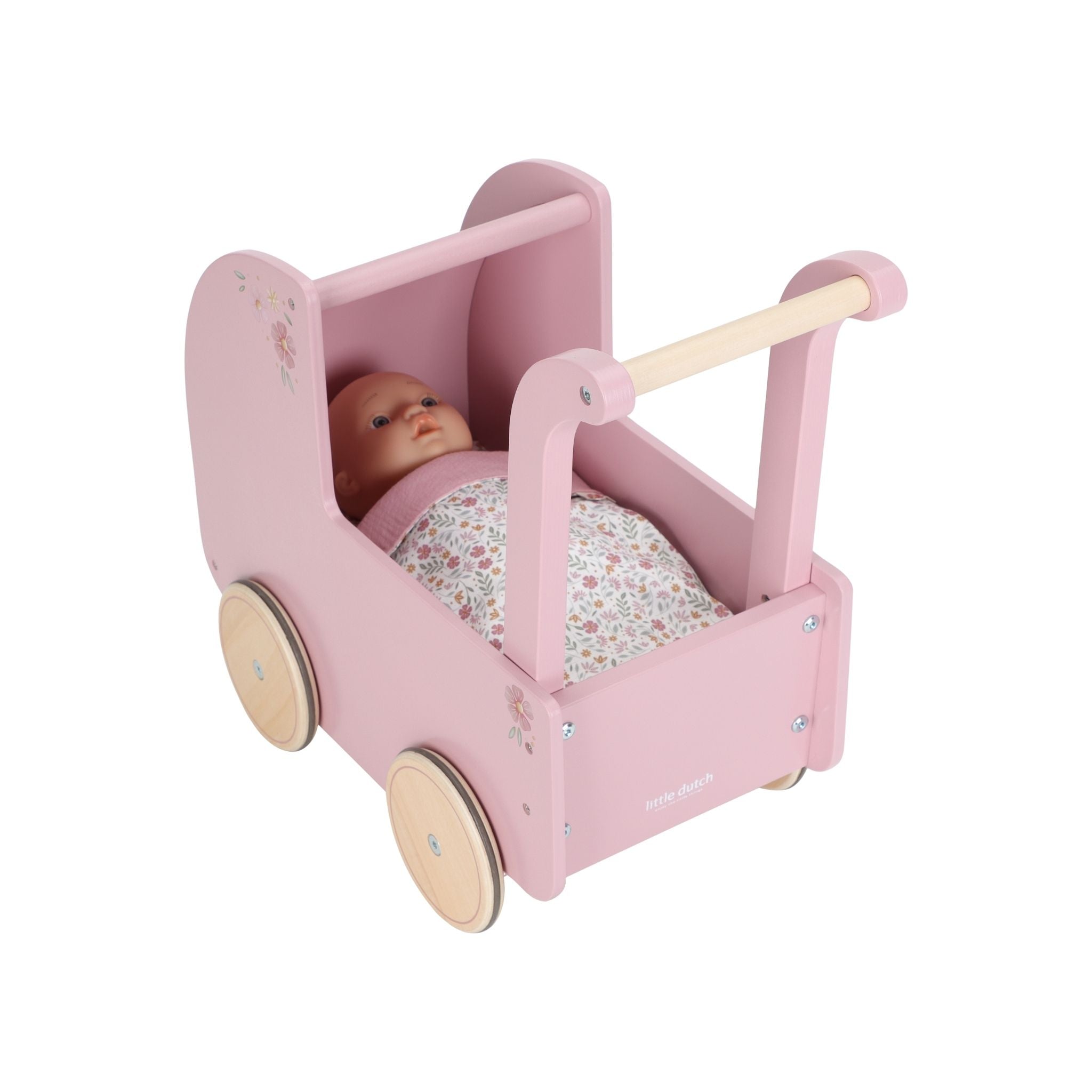 Little Dutch Wooden Doll Pram Pink The Kid Collective – The