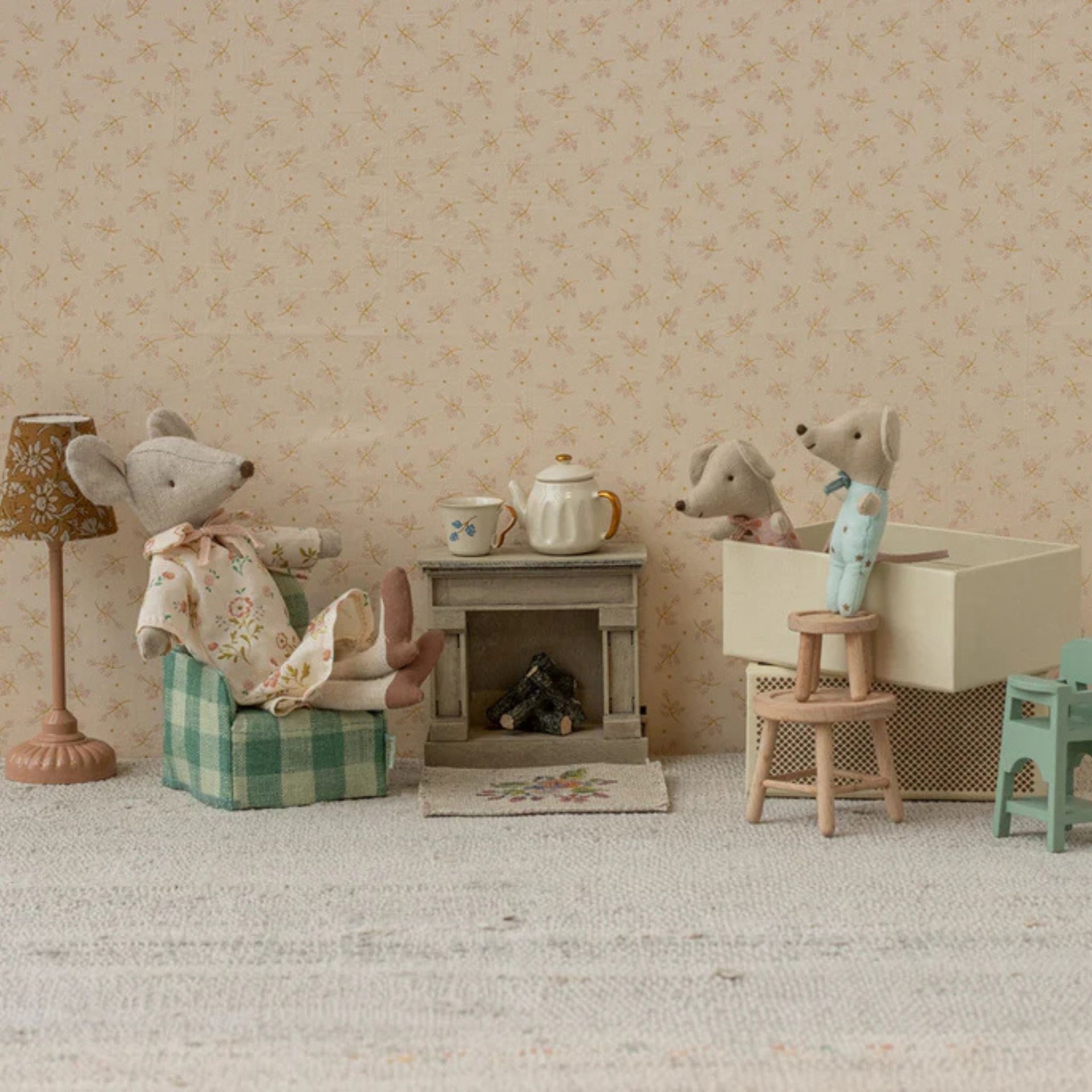 Maileg Baby Mice Twins In A Matchbox - Polka Dot/Stars