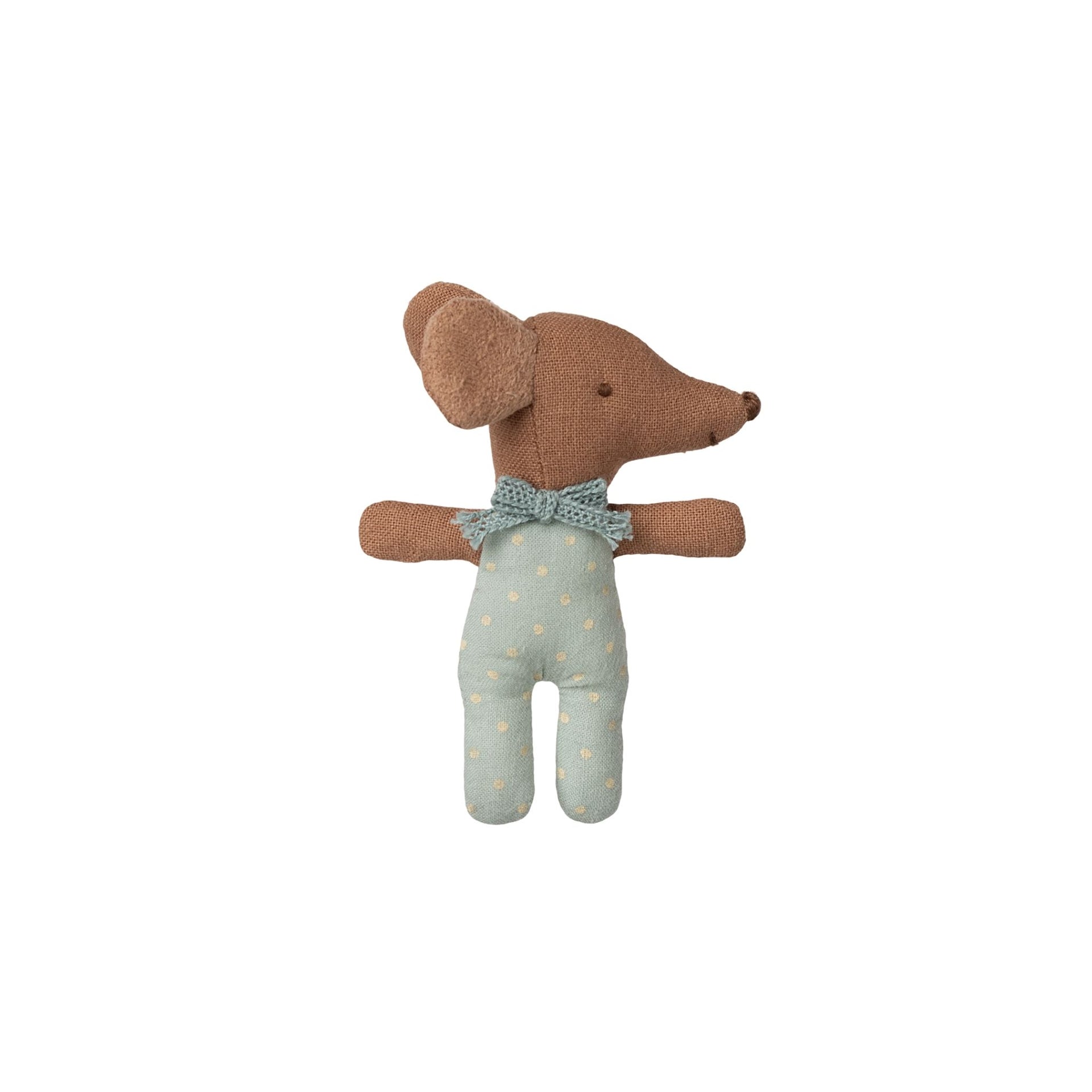 Maileg Baby Sleepy Wakey Mouse In Matchbox - Blue