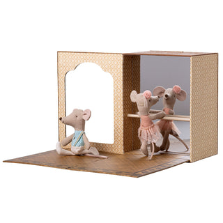 Maileg Little Sister And Brother Ballet Mice In Dance Studio