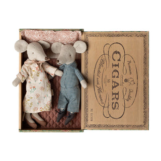 Maileg Grandma & Grandpa Mice in Cigarbox