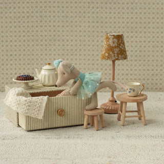 Maileg Little Sister Dance Mouse In Daybed