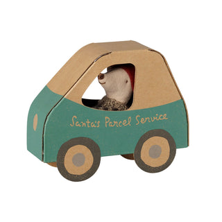 Maileg Little Brother Christmas Mouse In Car Box