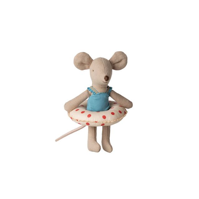 Maileg Little Sister Beach Mouse with Float - Red Dots