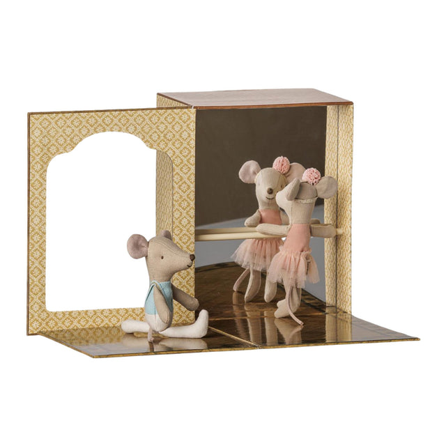 Maileg Little Sister & Brother Ballet Mice In Dance Studio