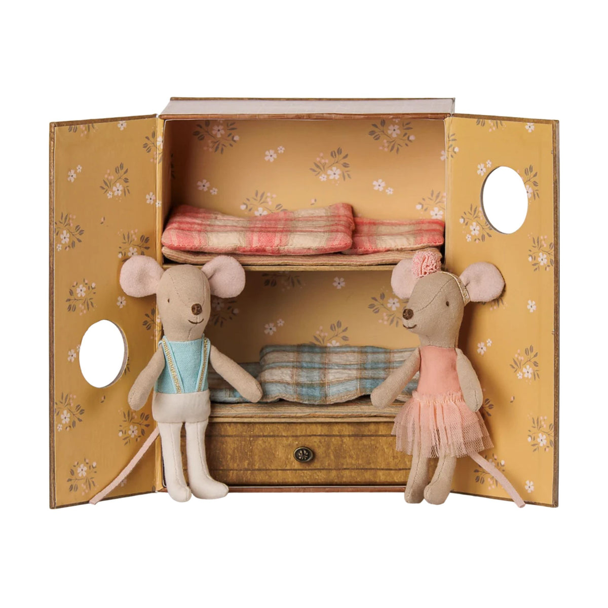 Maileg Little Sister & Brother Ballet Mice In Dance Studio
