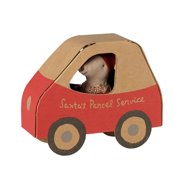 Maileg Little Sister Christmas Mouse In Car Box