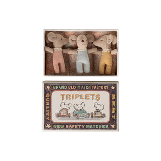 Maileg Triplets Baby Mice in Matchbox - Checker
