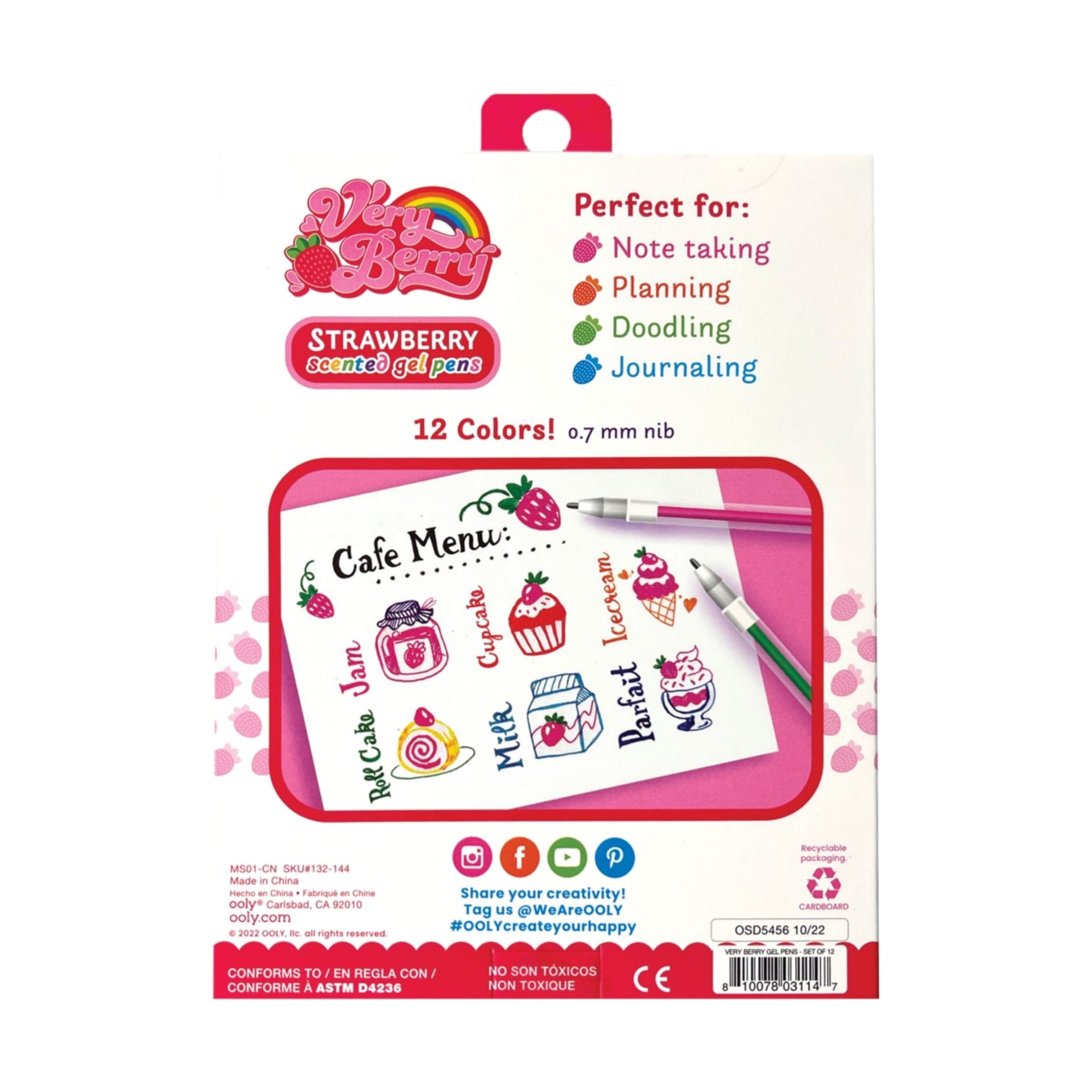 Ooly Very Berry Strawberry Scented Gel Pens