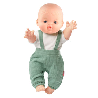 Paola Reina Boy Doll with Sage Green Dungarees - 34cm