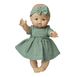 Paola Reina Girl Doll with Heless Sage Green Dress - 34cm
