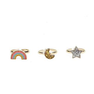 Rex London Star, Rainbow and Moon Glitter Rings