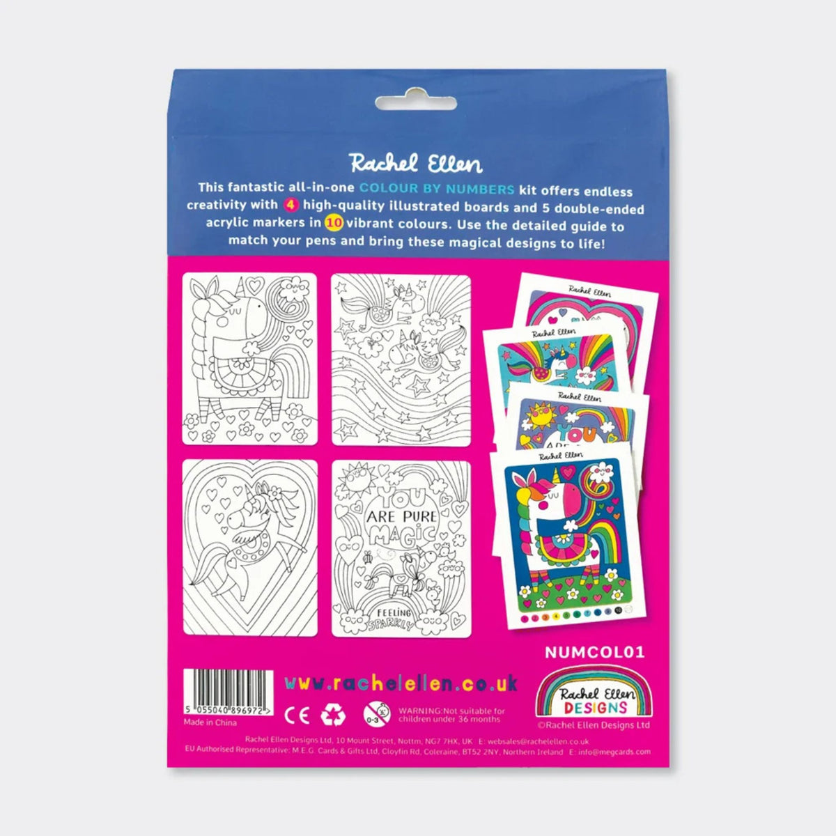 Rachel Ellen Designs Colour By Numbers - Unicorns & Rainbows
