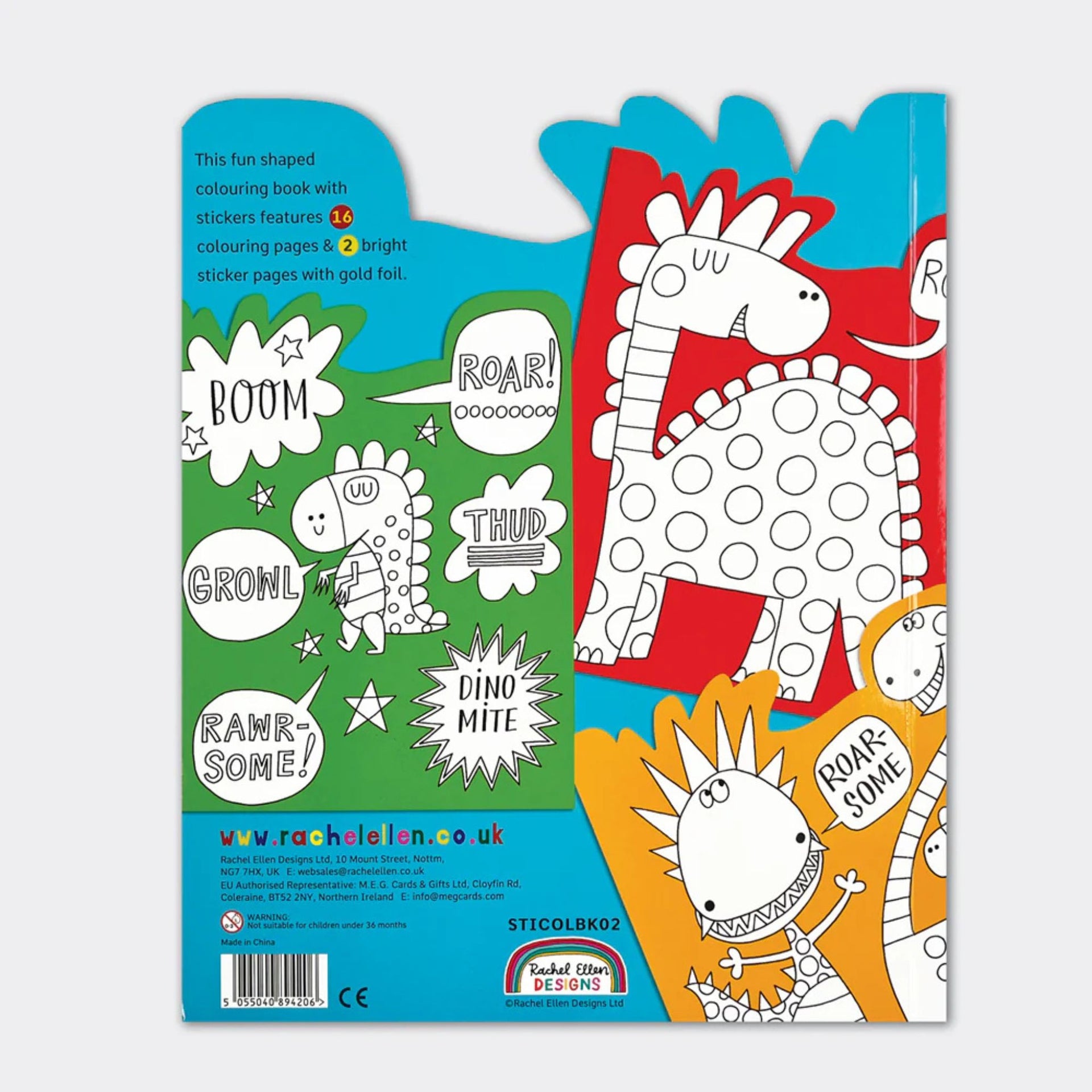 Rachel Ellen Designs Dinosaur Colouring Book With Stickers