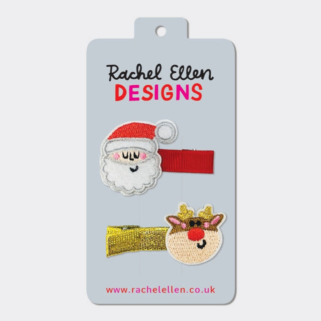 Rachel Ellen Designs Christmas Hair Clips - Santa & Rudolph