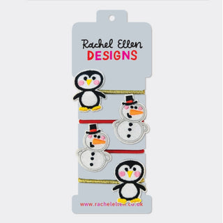 Rachel Ellen Designs Christmas Hair Elastics - Penguin & Snowman