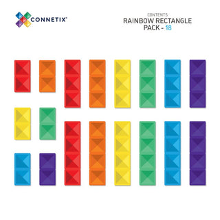 Connetix Magnetic Tiles 18 Piece Rainbow Rectangle Pack