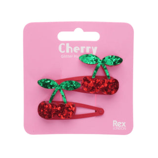 Rex London Cherry Glitter Hair Clips