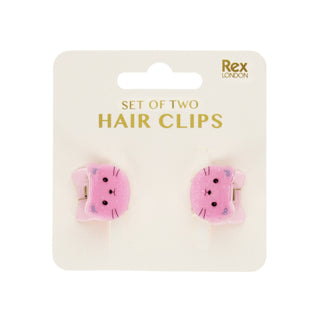 Rex London Mini Hair Claw Clips - Pink Cats