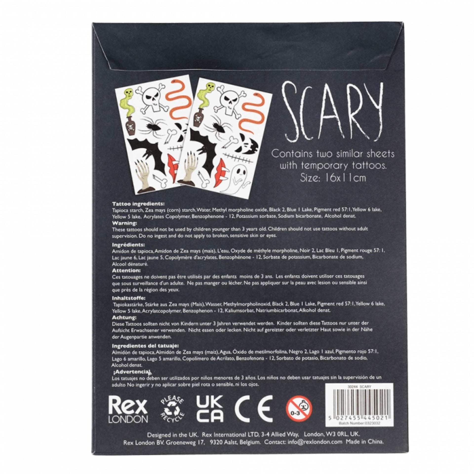 Rex London Temporary Tattoos - Scary