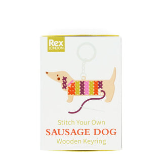 Rex London Stitch Your Own Wooden Keyring - Sausage Dog