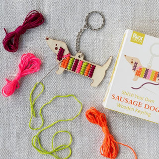 Rex London Stitch Your Own Wooden Keyring - Sausage Dog
