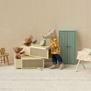 Maileg Baby Sleepy Wakey Mouse In Matchbox - Blue