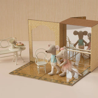 Maileg Little Sister And Brother Ballet Mice In Dance Studio