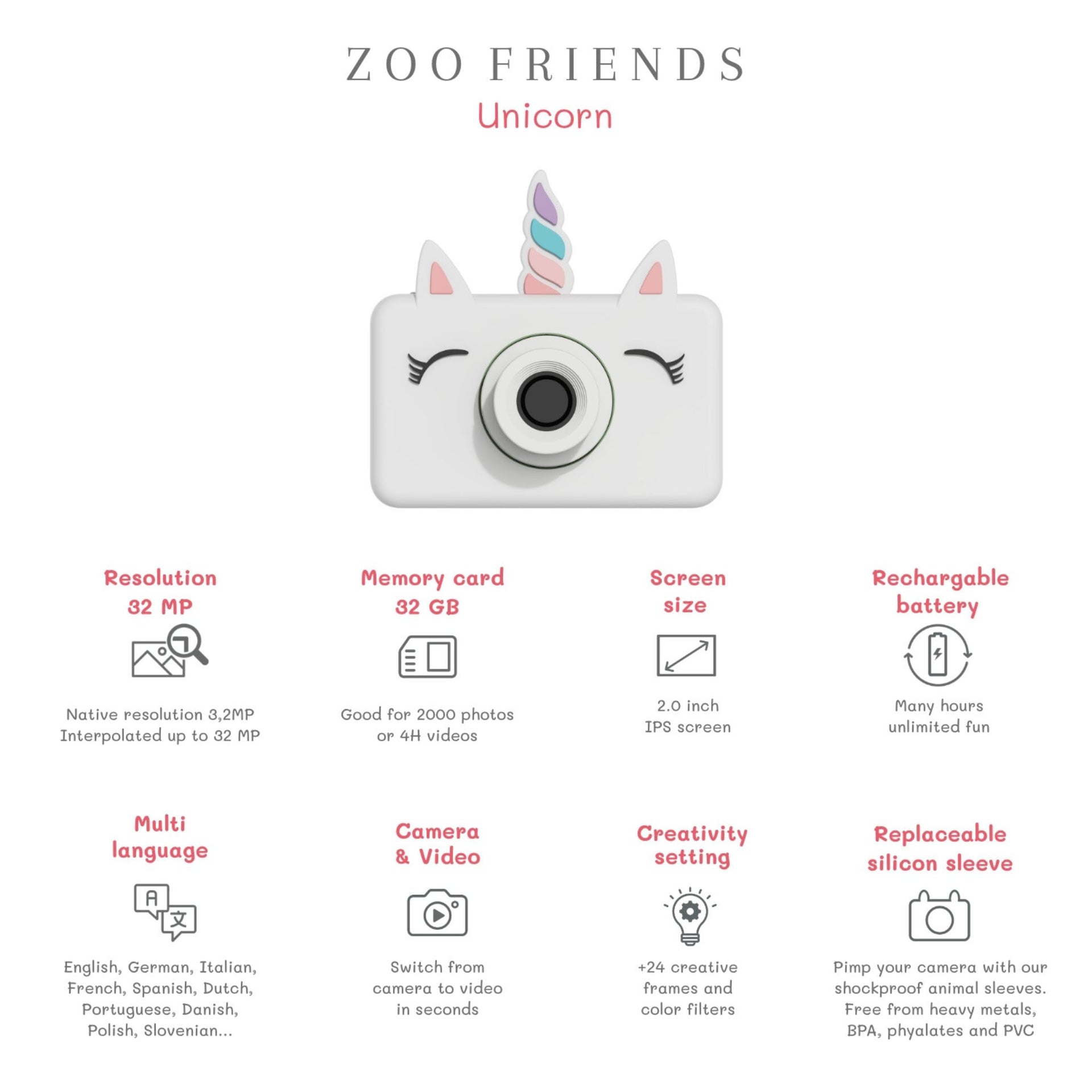 Zoofamily Zoo Friends Digital Camera - Unicorn