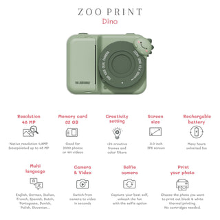 Zoofamily Zoo Print Digital Camera - Dino Green