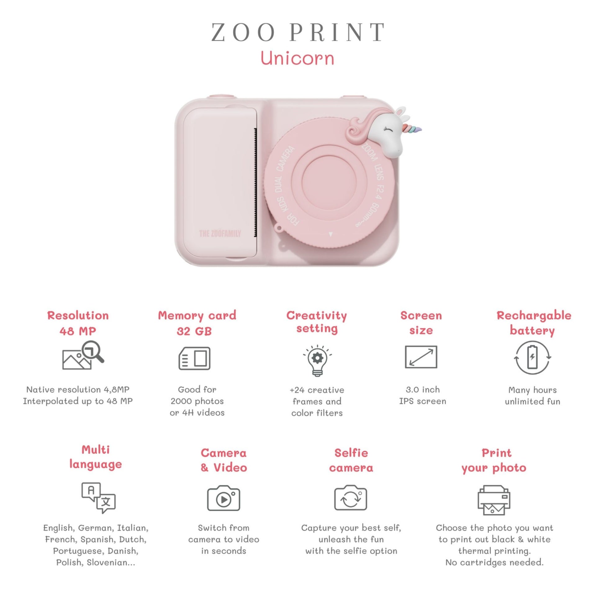 Zoofamily Zoo Print Digital Camera - Unicorn