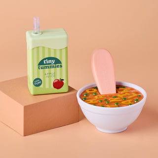 Tiny Harlow Tiny Tummies Alphabet Soup Bowl & Apple Juice Box Set
