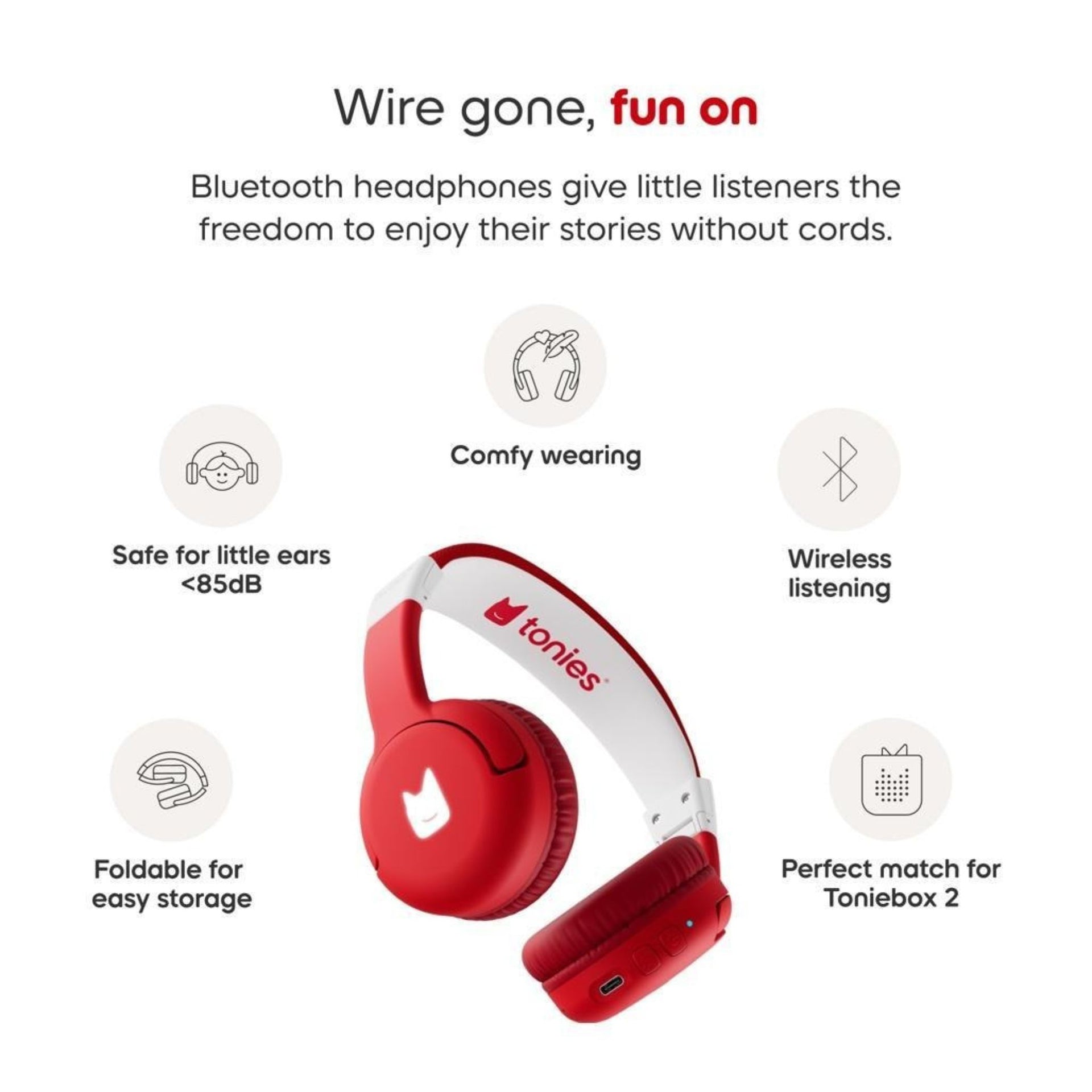 Tonies Bluetooth Headphones - Sunset Red