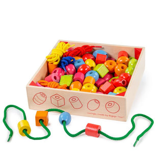 Bigjigs Toys Wooden Lacing Beads Crate
