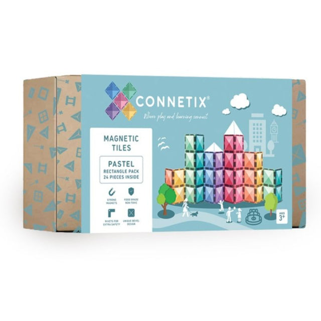 Connetix Magnetic Tiles 24 Piece Pastel Rectangle Pack