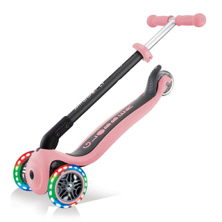 Globber Go Up Foldable Scooter With Lights - Pastel Pink