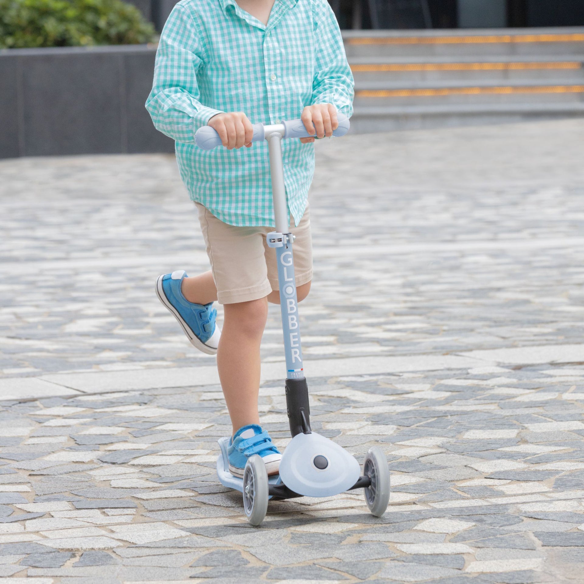 Globber Junior Foldable Lights Ecologic Scooter - Blueberry
