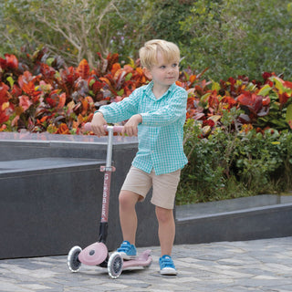 Globber Junior Foldable Lights Ecologic Scooter - Berry